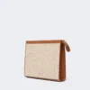 Pochette moyenne en jacquard de coton, marron noisette Pochette moyenne en jacquard de coton, marron noisette