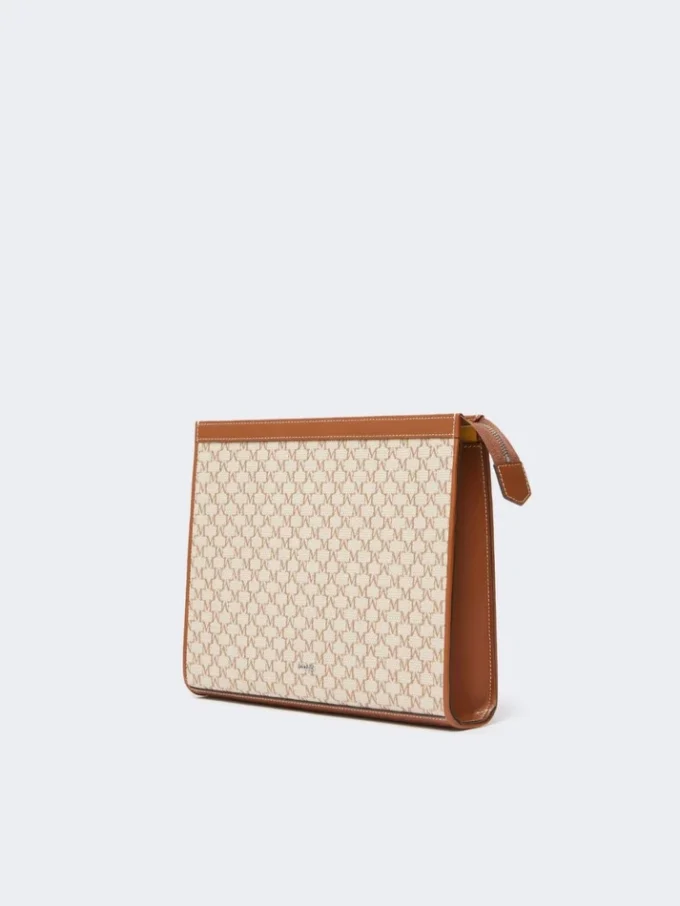 Pochette moyenne en jacquard de coton, marron noisette Pochette moyenne en jacquard de coton, marron noisette