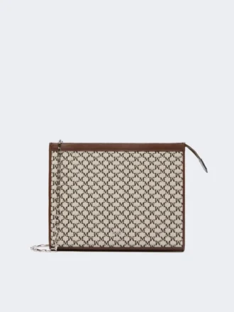 Pochette moyenne en jacquard de coton, noire
