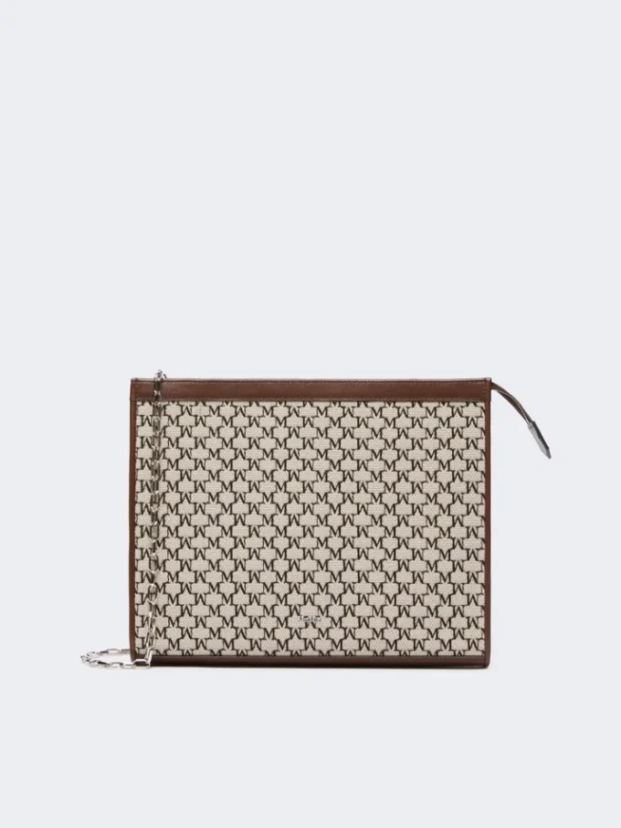 Pochette moyenne en jacquard de coton, noire Pochette moyenne en jacquard de coton, noire