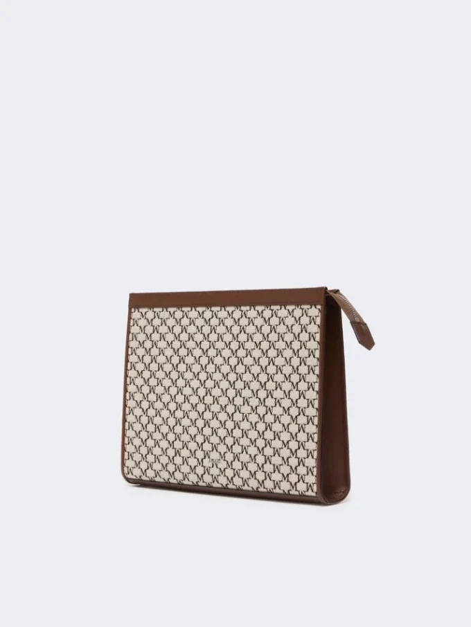Pochette moyenne en jacquard de coton, noire Pochette moyenne en jacquard de coton, noire