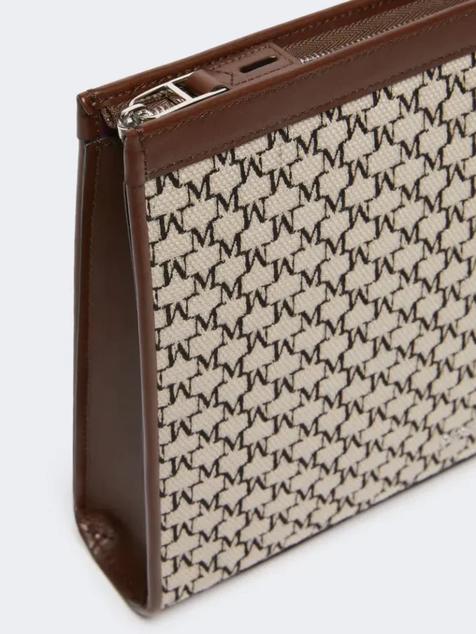 Pochette moyenne en jacquard de coton, noire Pochette moyenne en jacquard de coton, noire