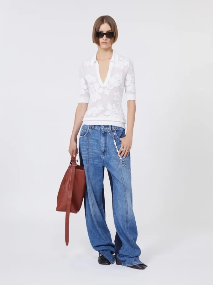 Polo en coton stretch, blanc