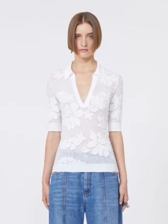 Polo en coton stretch, blanc