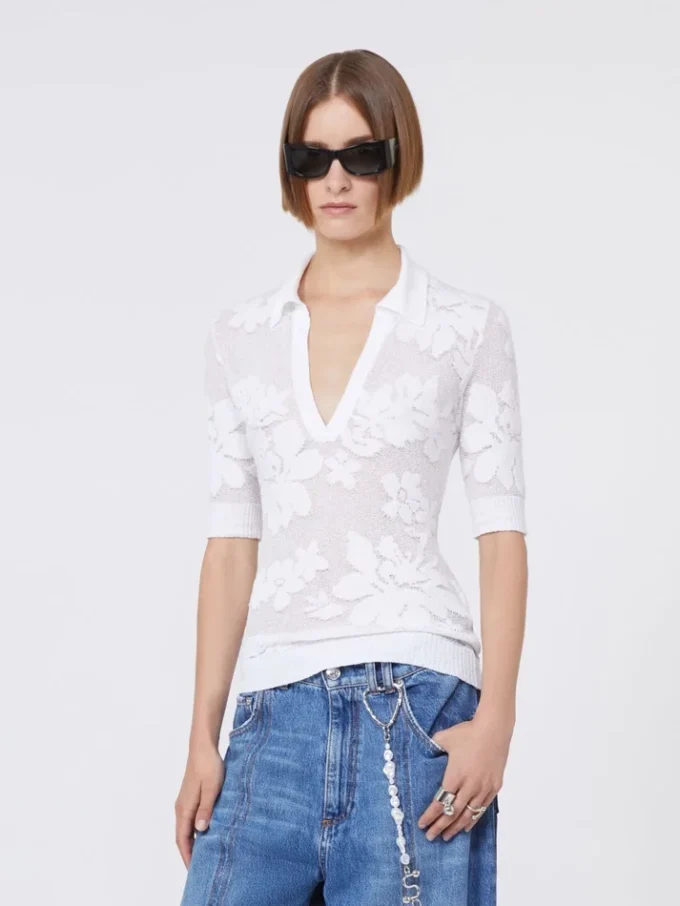 Polo en coton stretch, blanc
