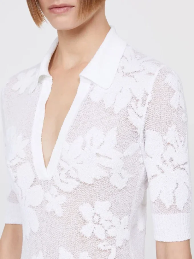 Polo en coton stretch, blanc