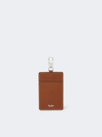 Porte-badge en cuir, brun ambré