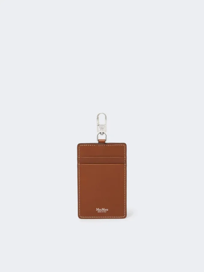 Porte-badge en cuir, brun ambré Porte-badge en cuir, brun ambré