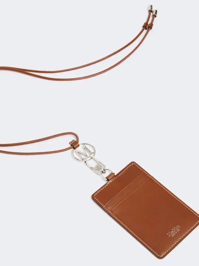 Porte-badge en cuir, brun ambré Porte-badge en cuir, brun ambré