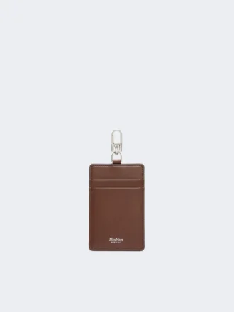 Porte-badge en cuir, couleur cacao