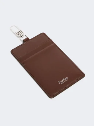 Porte-badge en cuir, couleur cacao