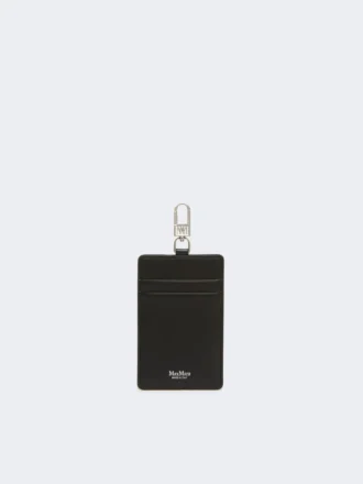 Porte-badge en cuir, noir