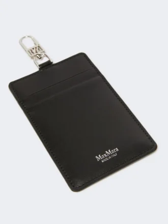 Porte-badge en cuir, noir