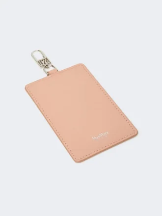Porte-badge en cuir, rose