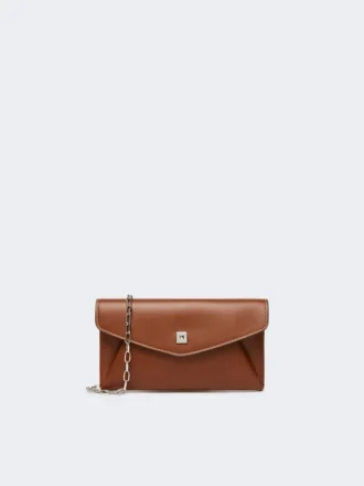 Portefeuille en cuir de forme enveloppe, brun ambré