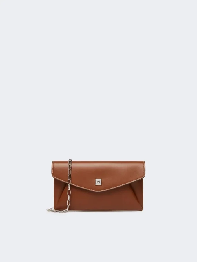 Portefeuille en cuir de forme enveloppe, brun ambré