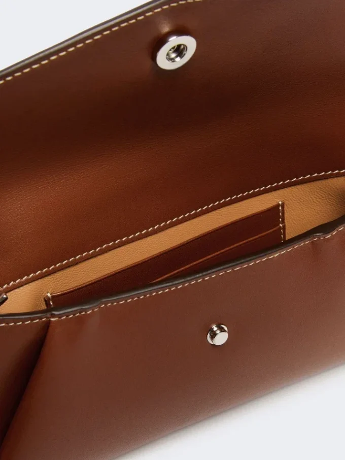Portefeuille en cuir de forme enveloppe, brun ambré