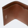 Portefeuille en cuir à trois volets, brun ambré