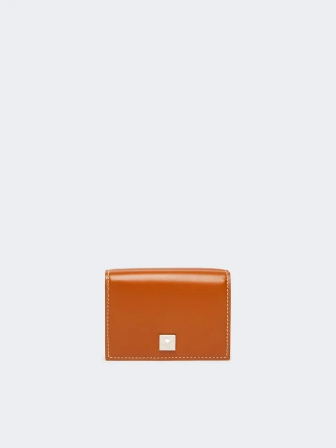 Portefeuille en cuir à trois volets, couleur rouille