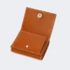 Portefeuille en cuir à trois volets, couleur rouille