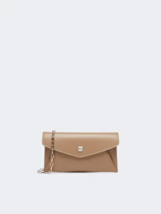 Portefeuille enveloppe en cuir, couleur boue