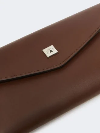 Portefeuille enveloppe en cuir, couleur cacao