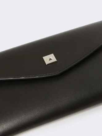 Portefeuille enveloppe en cuir, noir