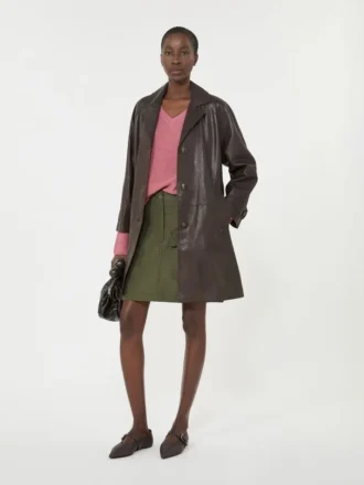 Manteau en cuir nappa, marron Manteau en cuir nappa, marron