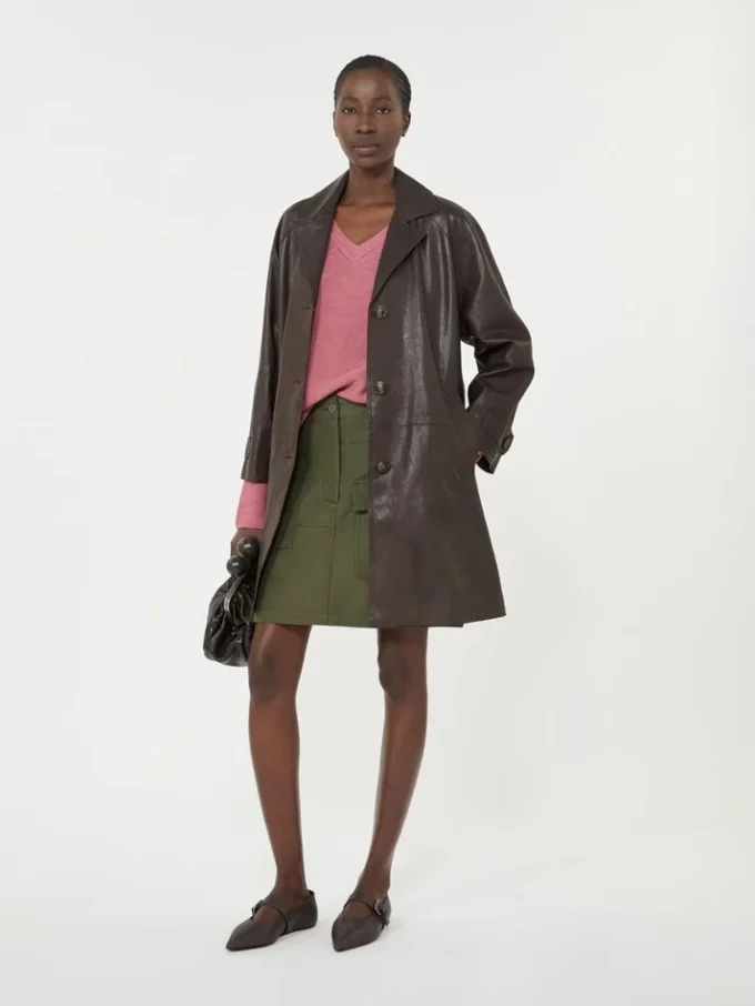 Manteau en cuir nappa, marron Manteau en cuir nappa, marron