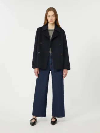 Pull à col rond en coton, bleu marine