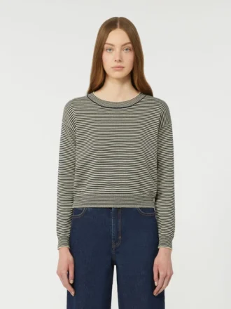 Pull à col rond en coton, bleu marine