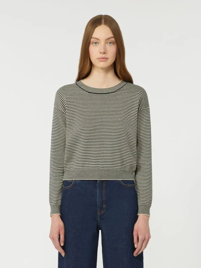 Pull à col rond en coton, bleu marine Pull à col rond en coton, bleu marine