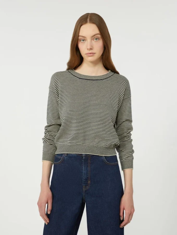Pull à col rond en coton, bleu marine Pull à col rond en coton, bleu marine