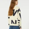 Pull à col rond en coton imprimé, bleu marine Pull à col rond en coton imprimé, bleu marine