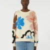 Pull à col rond en coton imprimé, multicolore Pull à col rond en coton imprimé, multicolore