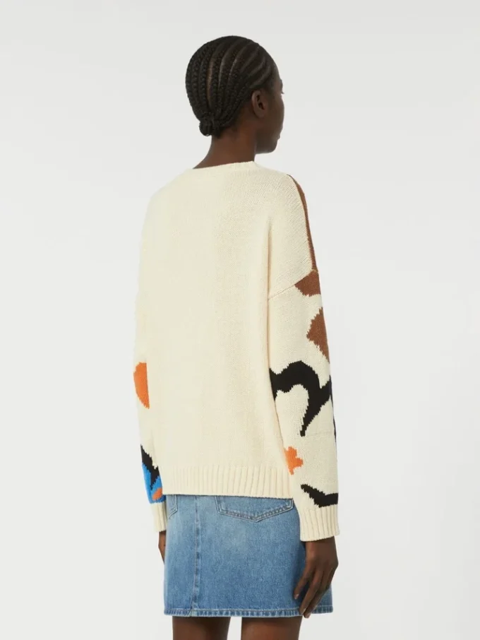 Pull à col rond en coton imprimé, multicolore Pull à col rond en coton imprimé, multicolore