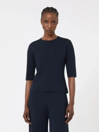 Pull à col rond en crêpe de viscose, bleu outremer