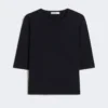 Pull à col rond en crêpe de viscose, bleu outremer Pull à col rond en crêpe de viscose, bleu outremer