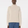 Pull à col roulé ample en laine et cachemire, blanc Pull à col roulé ample en laine et cachemire, blanc