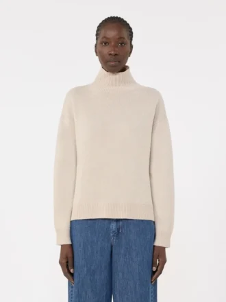 Pull à col roulé ample en laine et cachemire, blanc