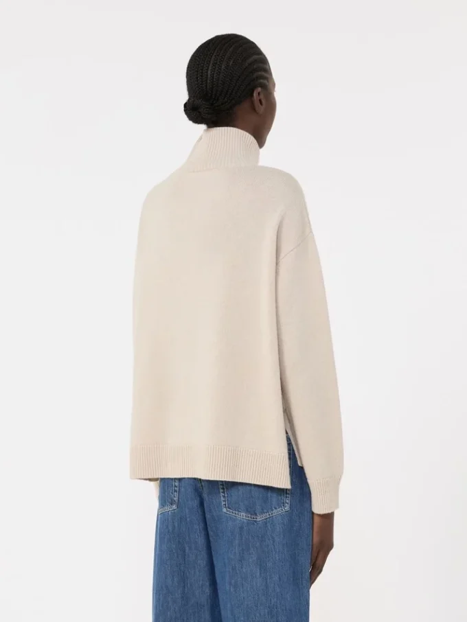 Pull à col roulé ample en laine et cachemire, blanc Pull à col roulé ample en laine et cachemire, blanc