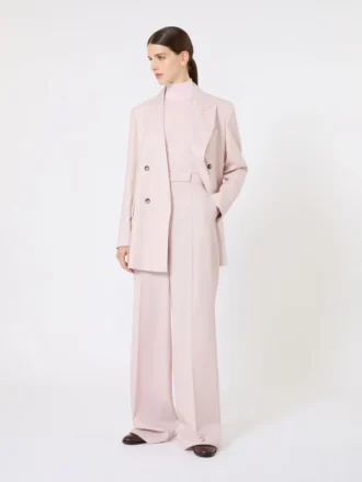 Pull à col roulé en laine au point jersey, rose