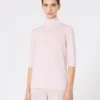 Pull à col roulé en laine au point jersey, rose Pull à col roulé en laine au point jersey, rose