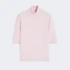 Pull à col roulé en laine au point jersey, rose Pull à col roulé en laine au point jersey, rose