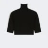 Pull court à col roulé en viscose stretch, noir Pull court à col roulé en viscose stretch, noir
