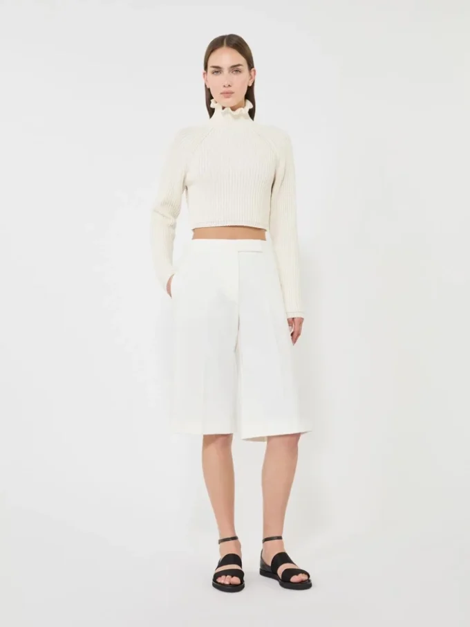 Pull court en coton cordonnet, blanc Pull court en coton cordonnet, blanc