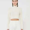 Pull court en coton cordonnet, blanc Pull court en coton cordonnet, blanc