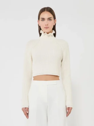Pull court en coton cordonnet, blanc