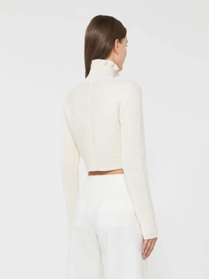 Pull court en coton cordonnet, blanc Pull court en coton cordonnet, blanc