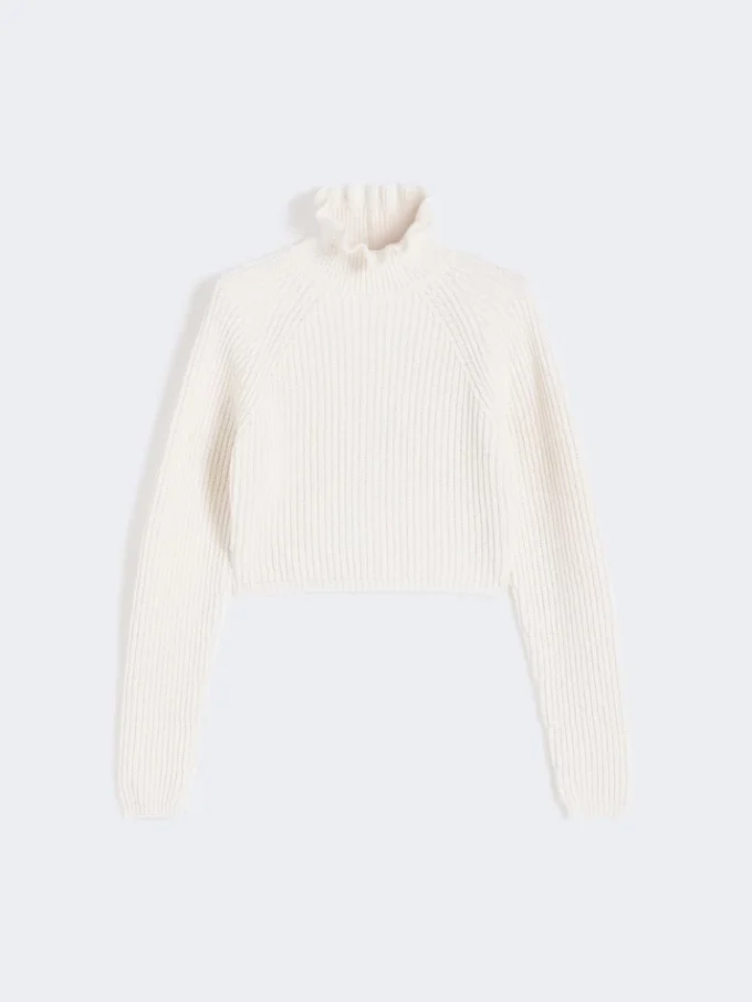 Pull court en coton cordonnet, blanc Pull court en coton cordonnet, blanc